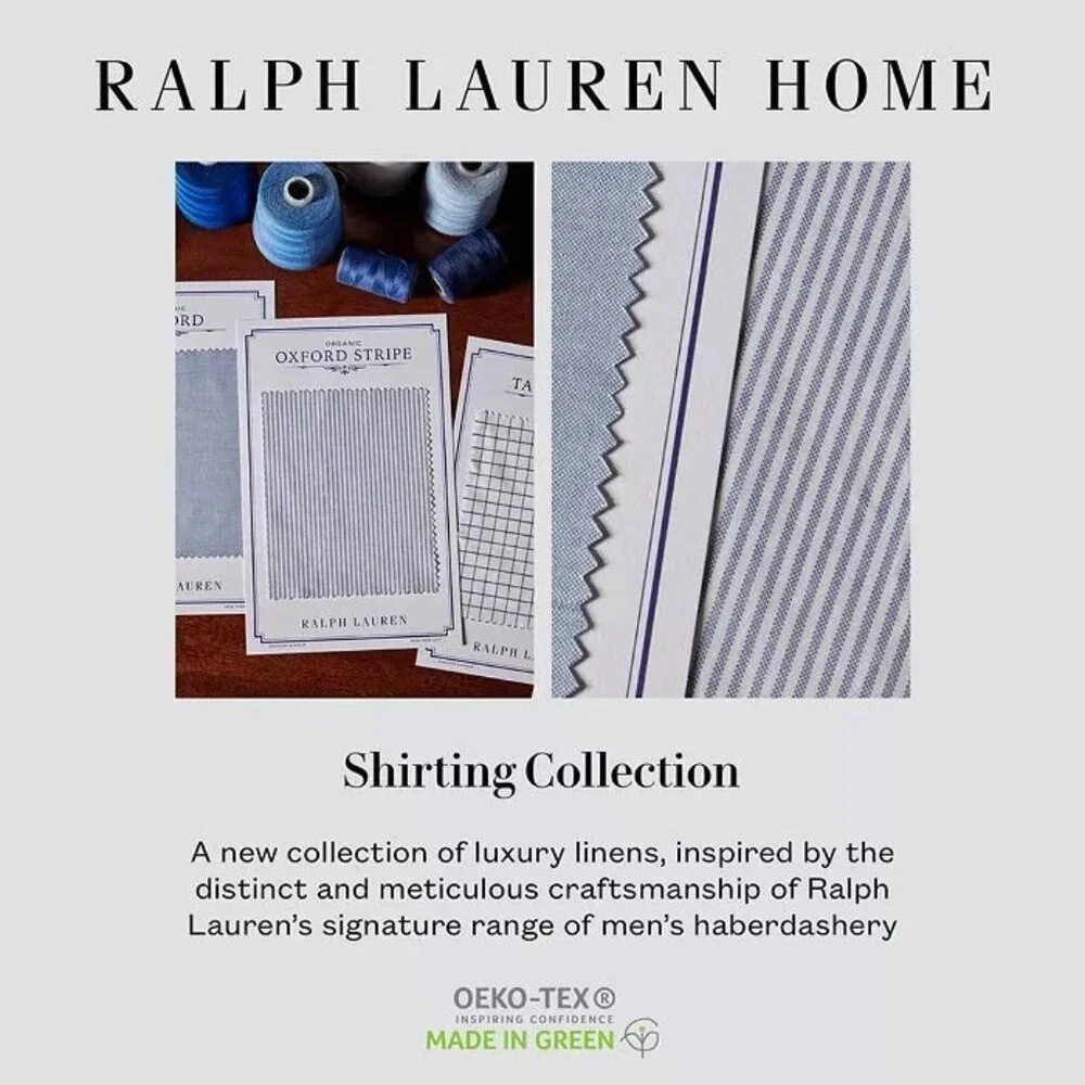 Ralph Lauren Home Workshirt Chambray Queen Flat Sheet Blue 100% Cotton 108 x 96 - Picture 8 of 16